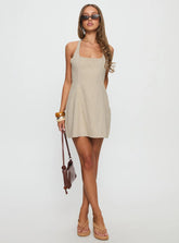 Florelli Halter Mini Dress Oat
